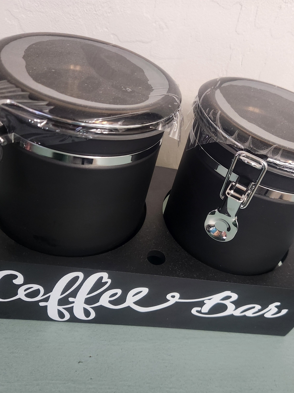 Black Coffee Canister Set with Silver Accents - Home Kitchen